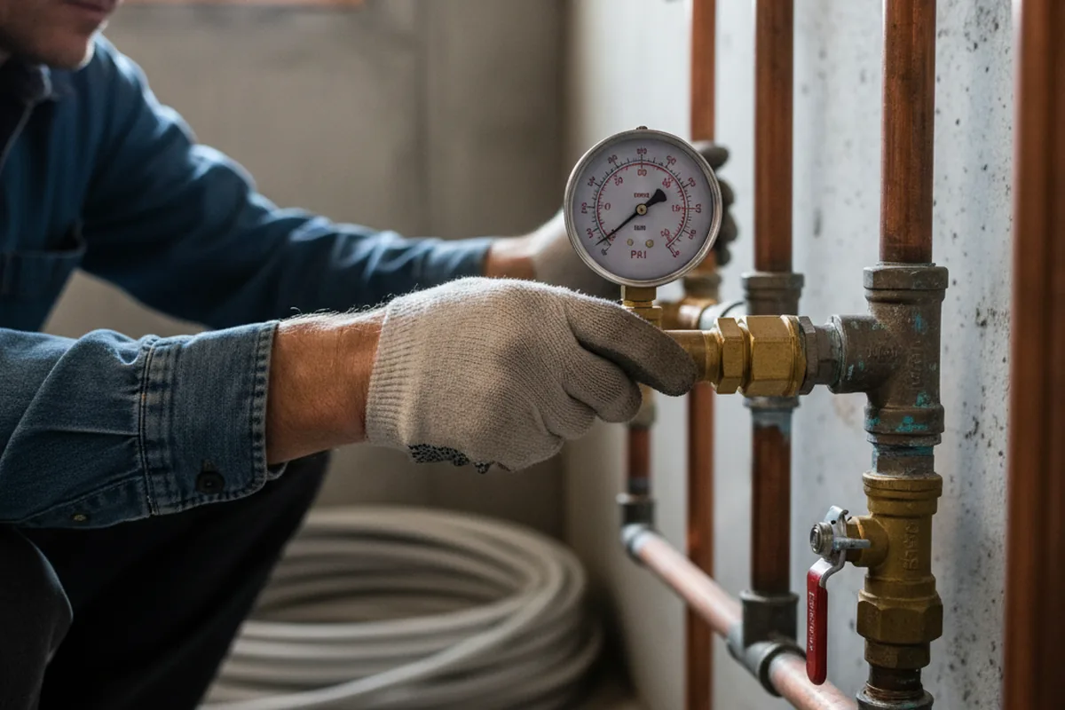 Pressure testing a repaired line during Water Line Repair in La Vergne